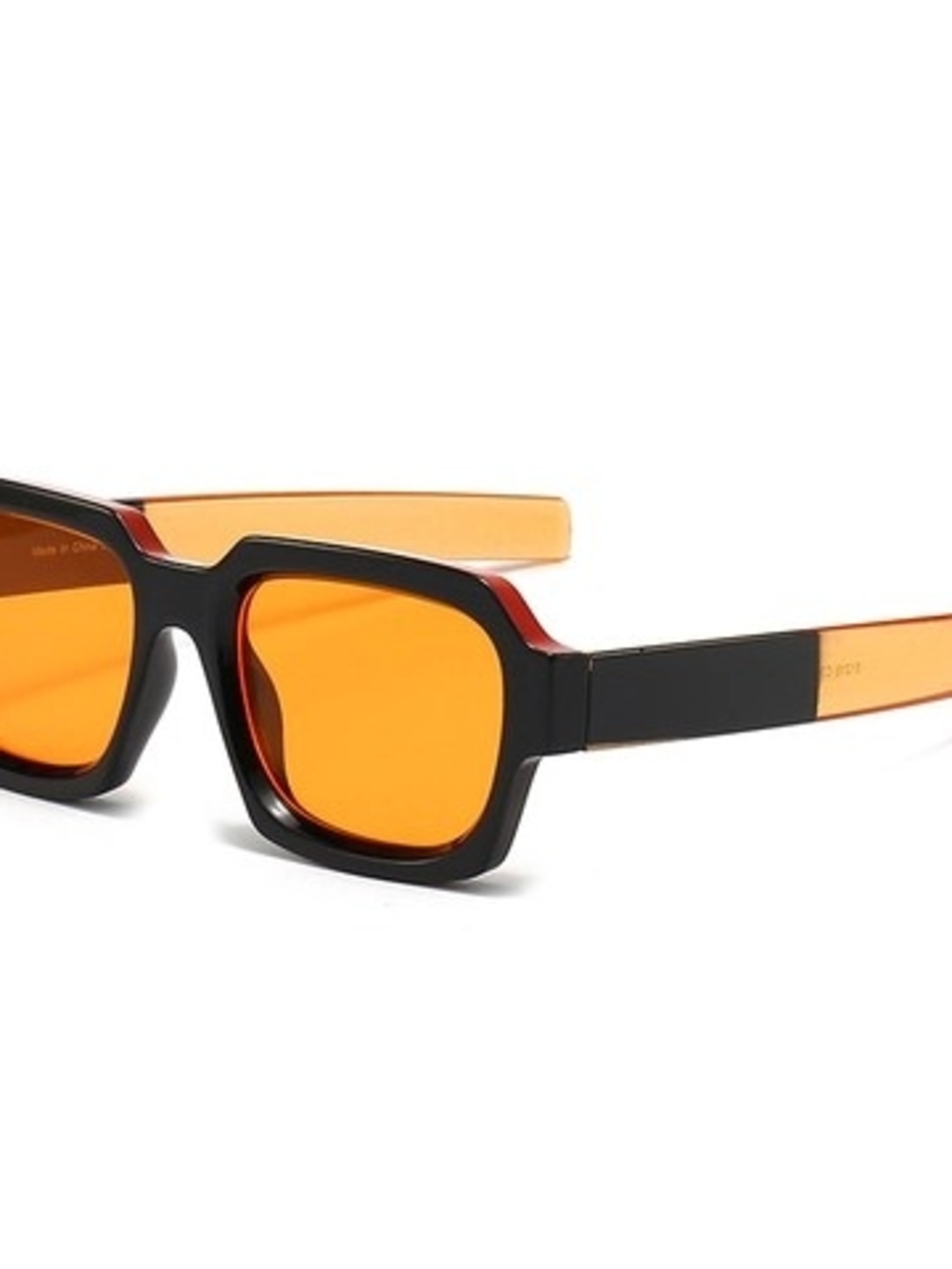 Chunky Square Sunglasses with Orange Lenses